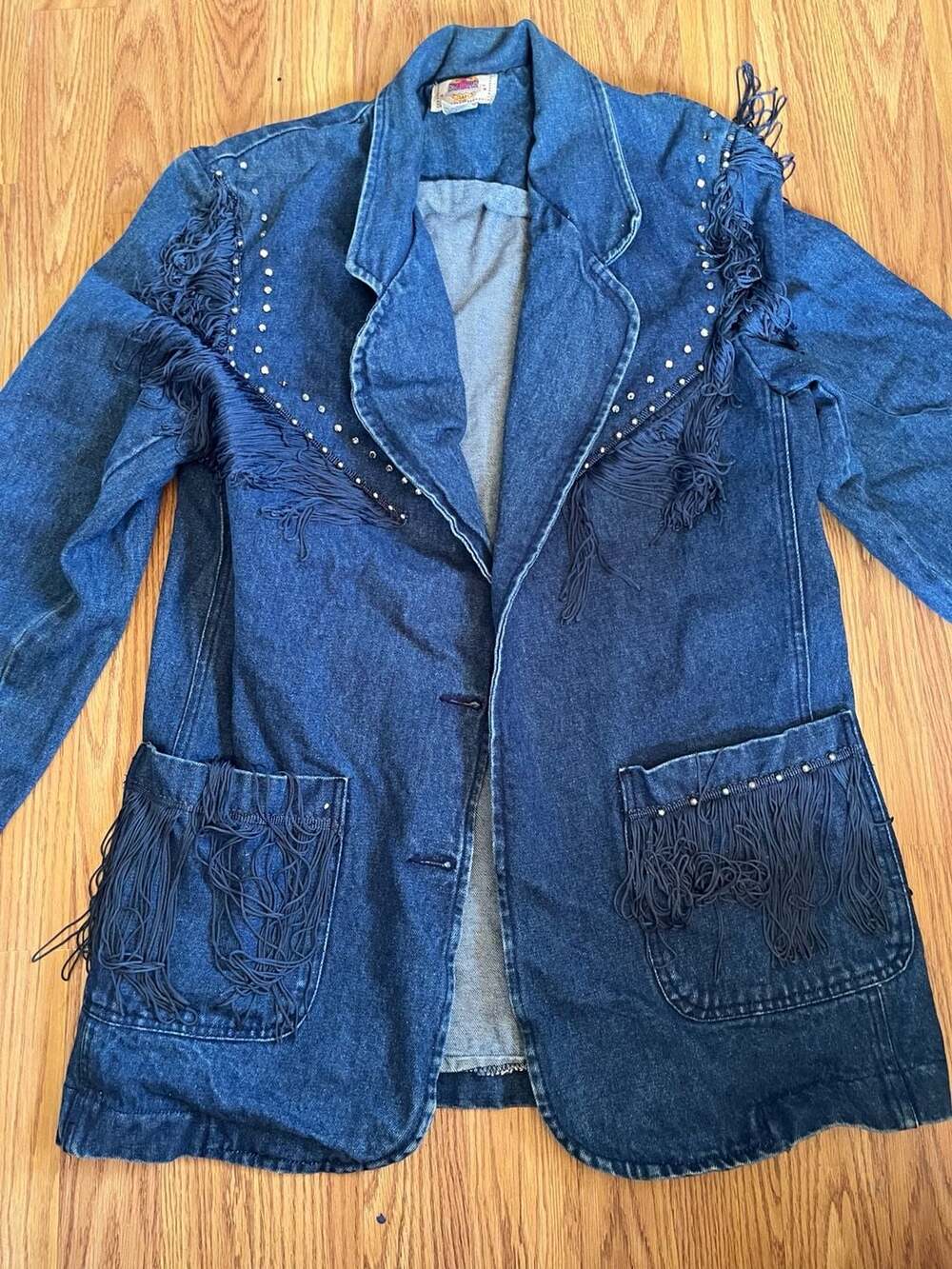 Blue Creek Denim Fringe Rhinestone Blazer